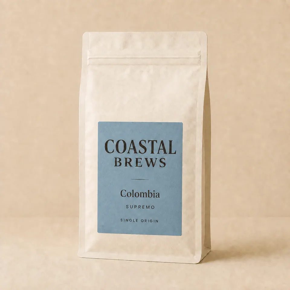 Coastal Brews Colombian Supremo coffee bag